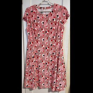 Anne Klein 2X Red, Pink and Black Circles Dress